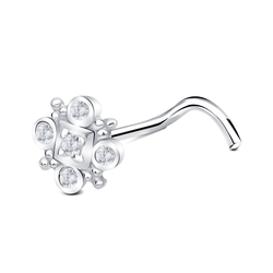 Circle Around With Ball Silver Nose Stud NSKB-1253